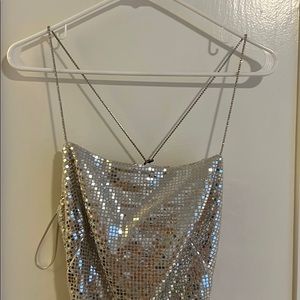 Zara sequin mini dress with ruched side detail